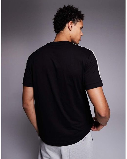 EA7 Black Armani Tape Logo T-shirt for men
