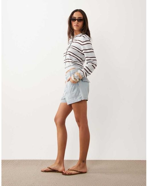 Nobody's Child Gray Fine Knit Long Sleeved Polo Top