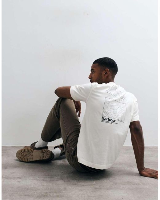 Barbour White Woodbine Short Sleeve Relaxed Graphic T-shirt With Back Print for men
