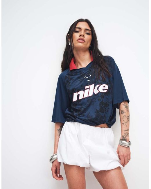 Nike Blue Oversized Lace Effect Football Top