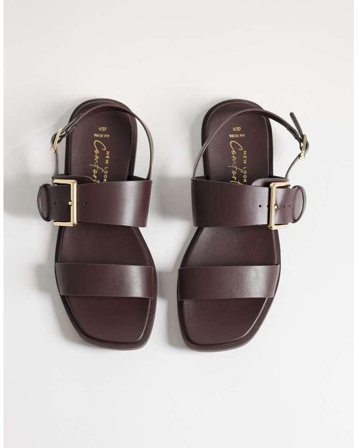 New Look Brown 2 Part Sling Back Buckle Sandal