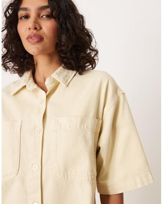 Robe chemise droite en jean - pastel ASOS en coloris Natural