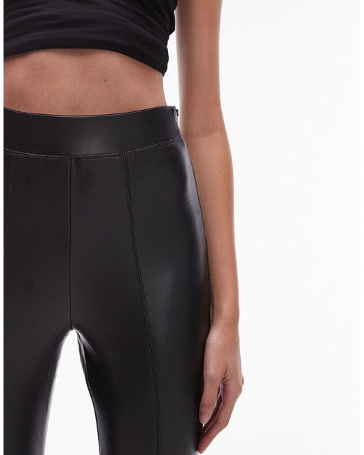 TOPSHOP Black Faux Leather Skinny Stretch Trouser