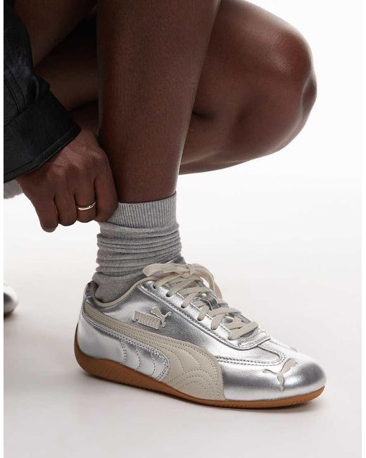 PUMA White Speedcat Trainers With Gum Sole