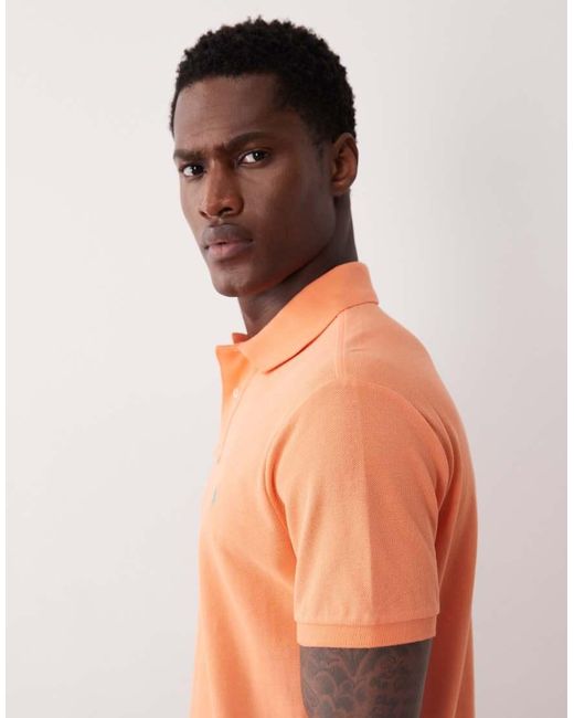 Polo Ralph Lauren Orange Icon Logo Custom Slim Fit Pique Polo for men