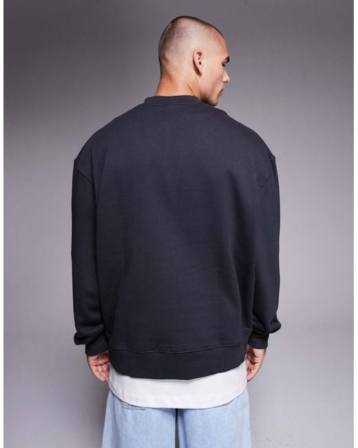 ASOS Blue Premium Heavyweight Oversized Sweatshirt 400gsm for men