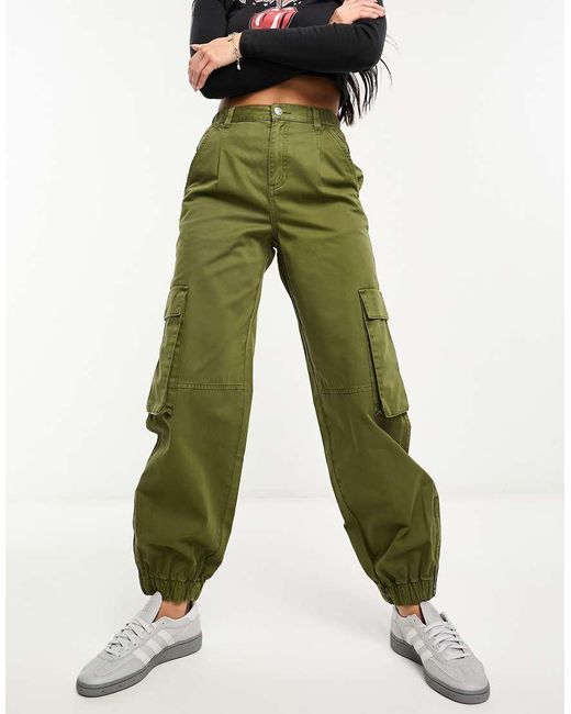Pull&Bear Cargobroek Met Boorden in het Green