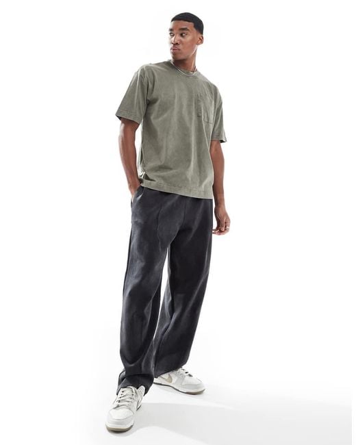 Pull&Bear Gray Washed Wide Leg joggers for men