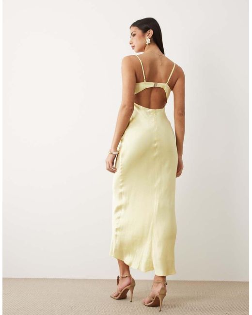 Bardot Natural Devi Satin Cup Detail Open Back Cami Maxi Dress