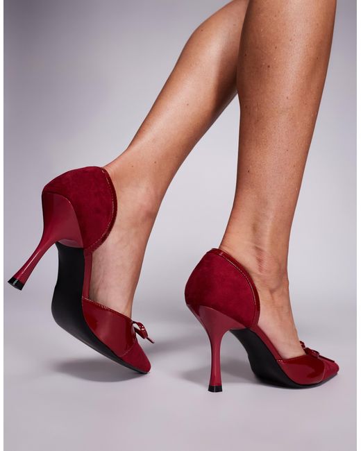 Makenna - escarpins pointus avec découpe et nœud - bordeaux Public Desire en coloris Red