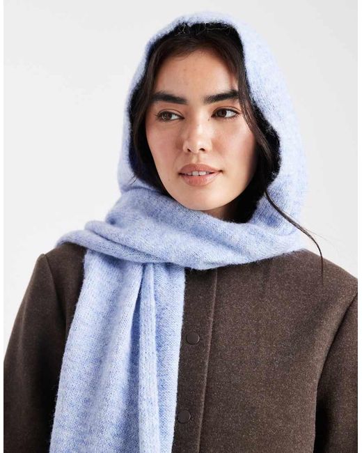 Native Youth Blue Soft Tassel Hood Scarf