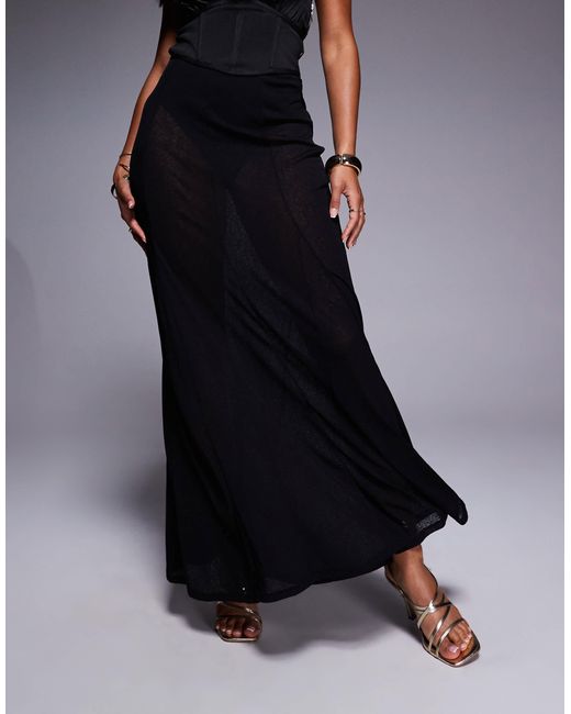 ASOS Blue Godet Semi Sheer Maxi Skirt