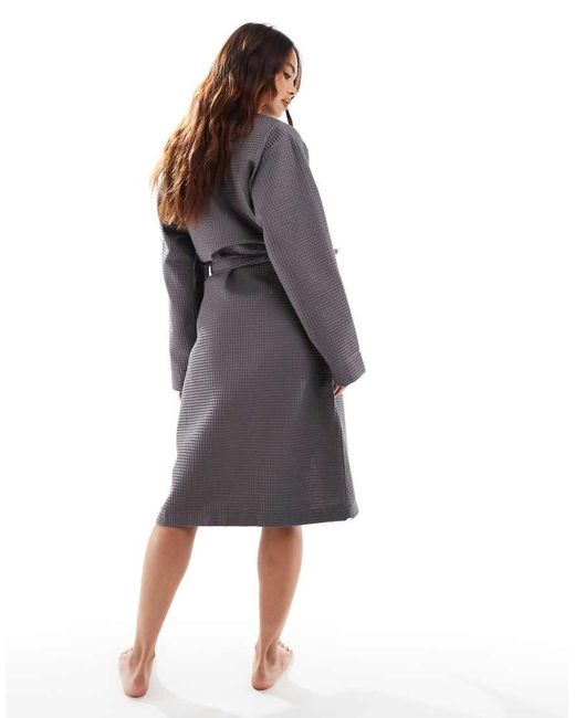 Loungeable Gray Cotton Waffle Robe