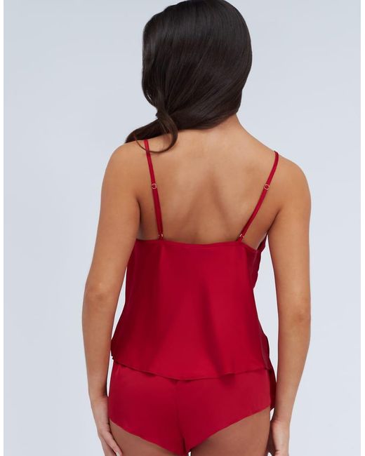 Boux Avenue Red Kaya Satin Cami Short Pyjama Set Top And Shirt Nightwear