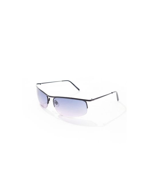 Reclaimed (vintage) Black Unisex Y2k Visor Sunglasses With Ombre Lens