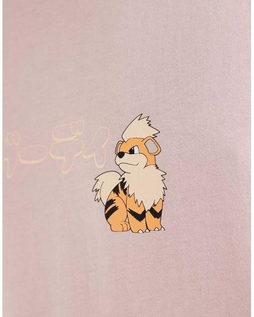 ASOS Pink Oversized T-shirt With Pokemon Growlithe Print for men