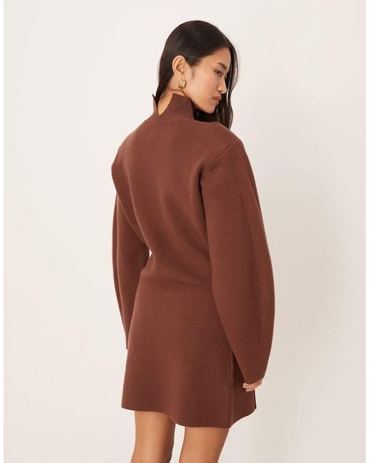 ASOS Brown Structured Waisted Mini Dress