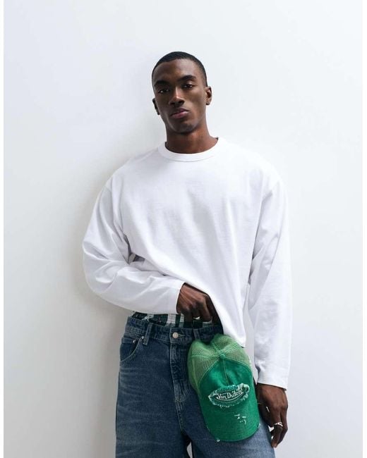 Collusion White Heavyweight Boxy Long Sleeve T-shirt for men