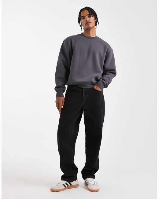 ASOS – essentials – kastiges relaxed-fit-sweatshirt in Gray für Herren