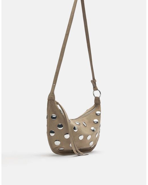 Pull&Bear White Studded Crossbody Bag