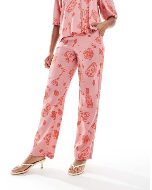 Object Red Wide High Waisted Trouser Co-Ord
