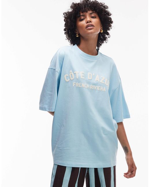 TOPSHOP Blue – oversize-t-shirt aus jersey