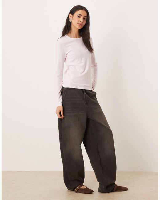 Abercrombie & Fitch White Long Sleeve Crew Neck Top