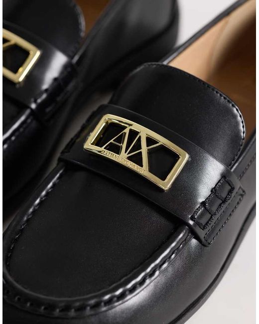 ARMANI EXCHANGE Black maggie Logo Mocassin Loafers
