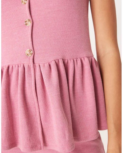 ASOS Zachte Top Met Ruches Aan De Zoom En Knoopsluiting in het Pink