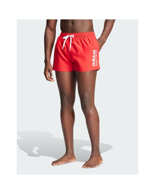 Essentials clx - pantaloncini da bagno rossi con logo di Adidas Originals in Red da Uomo