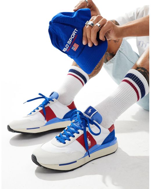 Train '89 - sneakers bianche, rosse e blu di Polo Ralph Lauren in Blue da Uomo