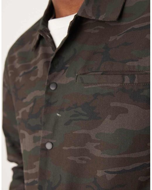 New Look Shacket Met Camouflageprint in het Natural voor heren