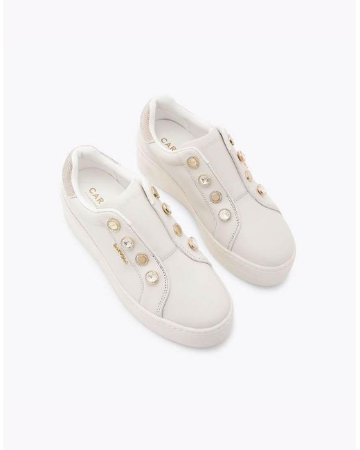 Carvela Kurt Geiger White Connected Laceless Coin Trainers