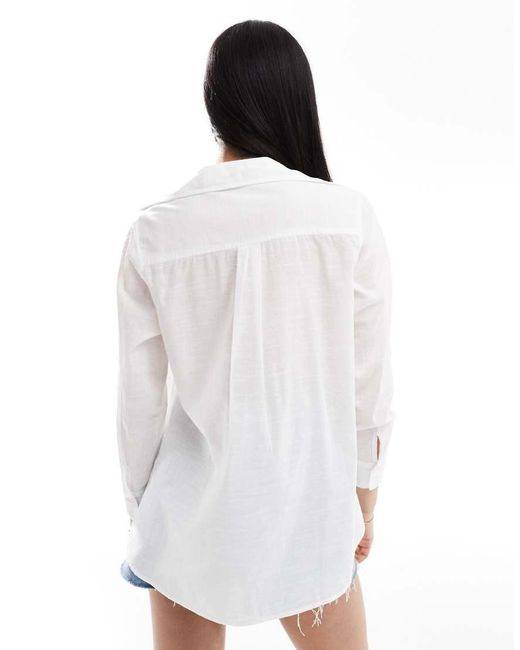 ONLY White Loose Fit Textured Shirt