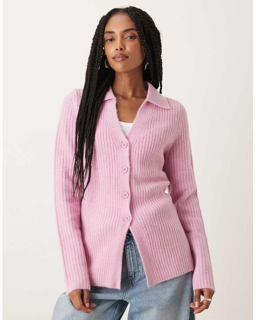 Camicia Aderente Taglio Lungo di ASOS in Pink