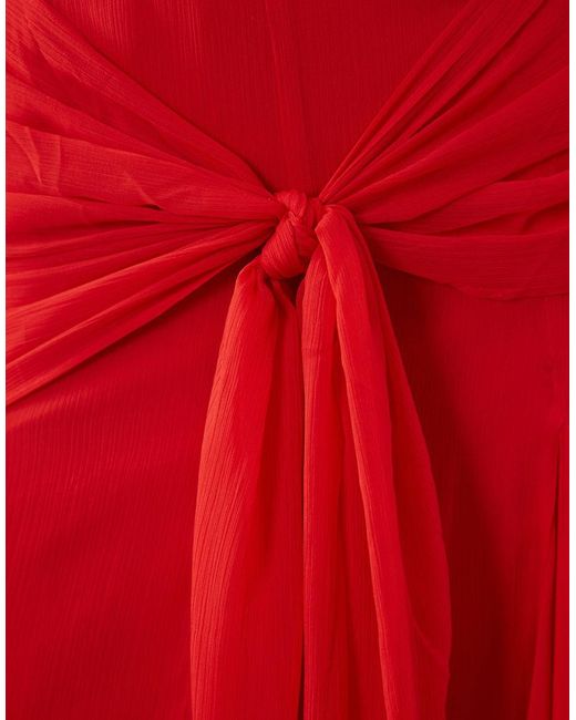 ASOS Red Chiffon Drape Detail Maxi Skirt