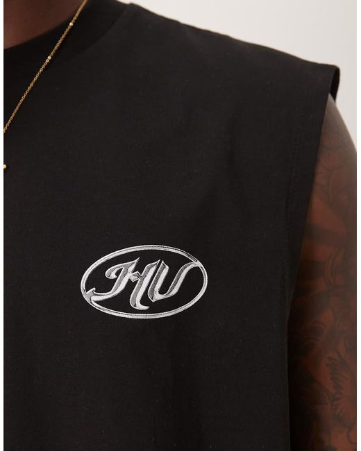ASOS Rechte Oversized Tanktop Met Grafische Tekstprint in het Black voor heren