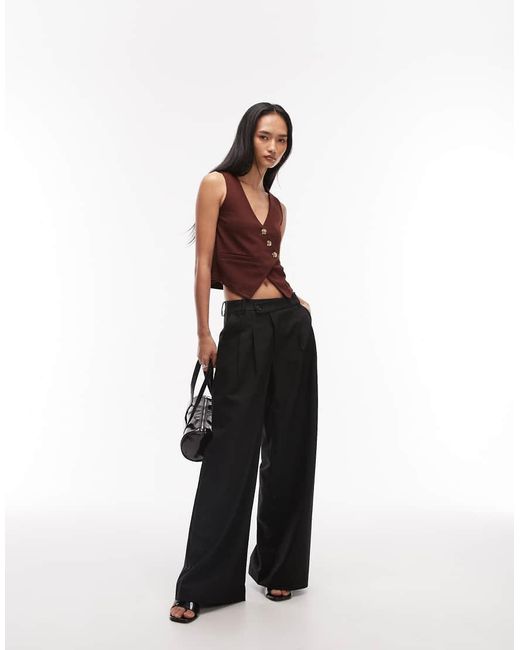 ASOS Red Jersey Twill Asymmetric Waistcoat Top