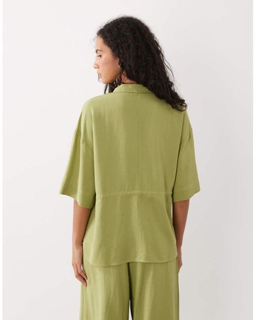 ASOS Green Cinched Soft Utility Shirt Set