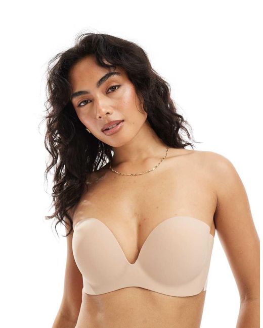 Bye Bra Natural Strapless And Backless Stick On Bra With Clear Side Wings