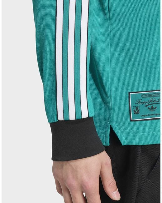 Adidas Originals – fc liverpool terrace icons – langärmliges polohemd in Green für Herren