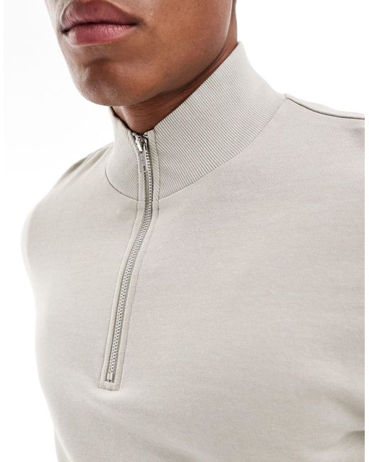 ASOS Gray Sweatshirt With Half Zip for men