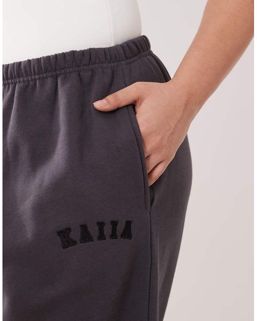Kaiia Blue Plus Cotton Blend Embroidered Logo Cuffed Trackies
