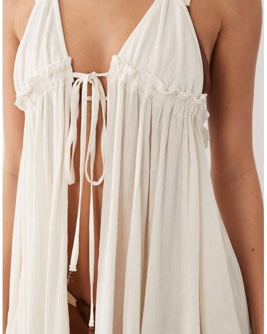 Miss Selfridge Natural Beach Tie Front Halterneck Mini Cover Up