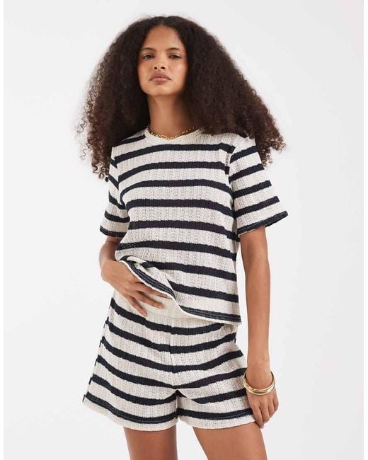 Vero Moda Blue Knitted Crochet Short Co-ord