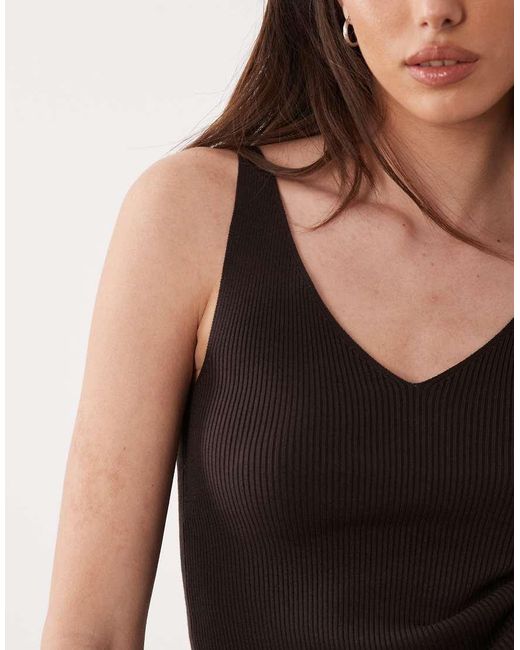 Jdy Brown V Neck Knitted Vest Top