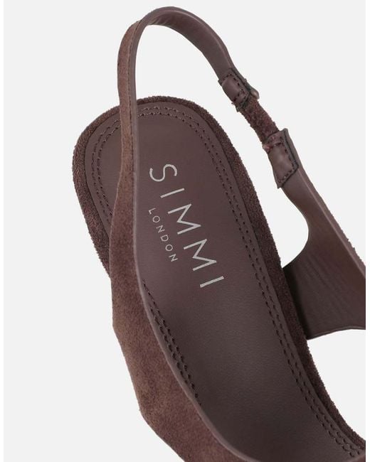 SIMMI Brown Raneece Toe Post Heeled Sandals