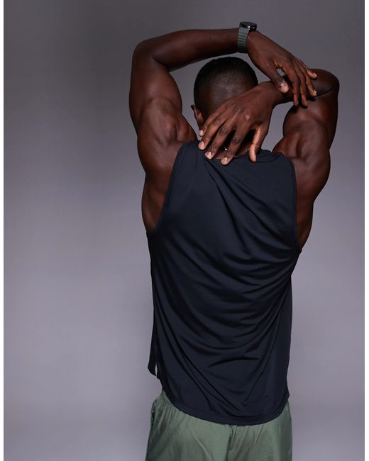 4505 Blue Nylon Performance Mesh Quick Dry Running Tank Top for men