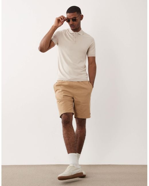 Only & Sons White Knitted Polo for men