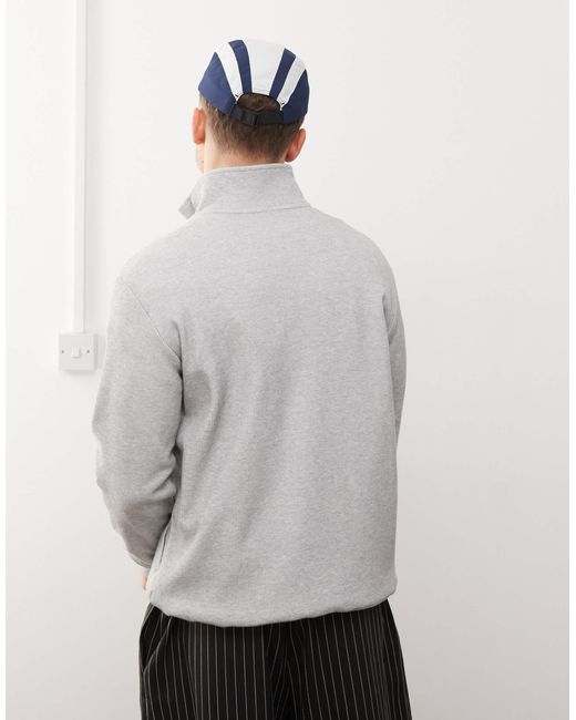 Essentials - sweat gaufré à col zippé et logo trèfle Adidas Originals pour homme en coloris Gray